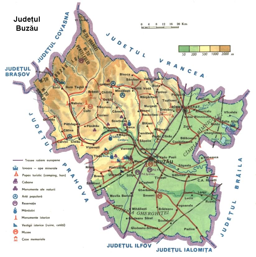 Harta fizică a județului